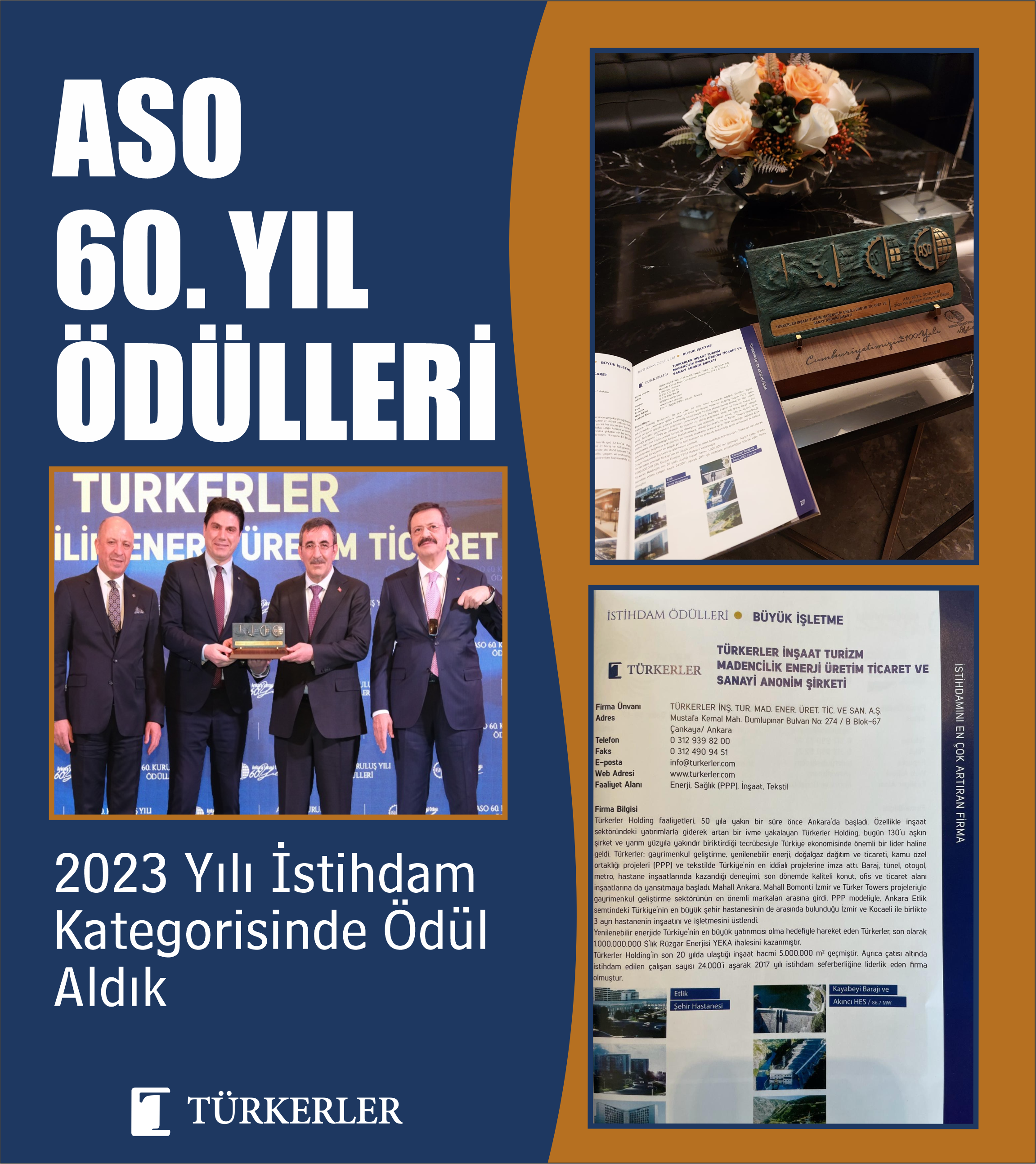 ASO 60. Yıl Ödülleri Kapsamında Şirketimiz İstihdamını En Çok Arttıran Firma Ödülünün Sahibi Oldu